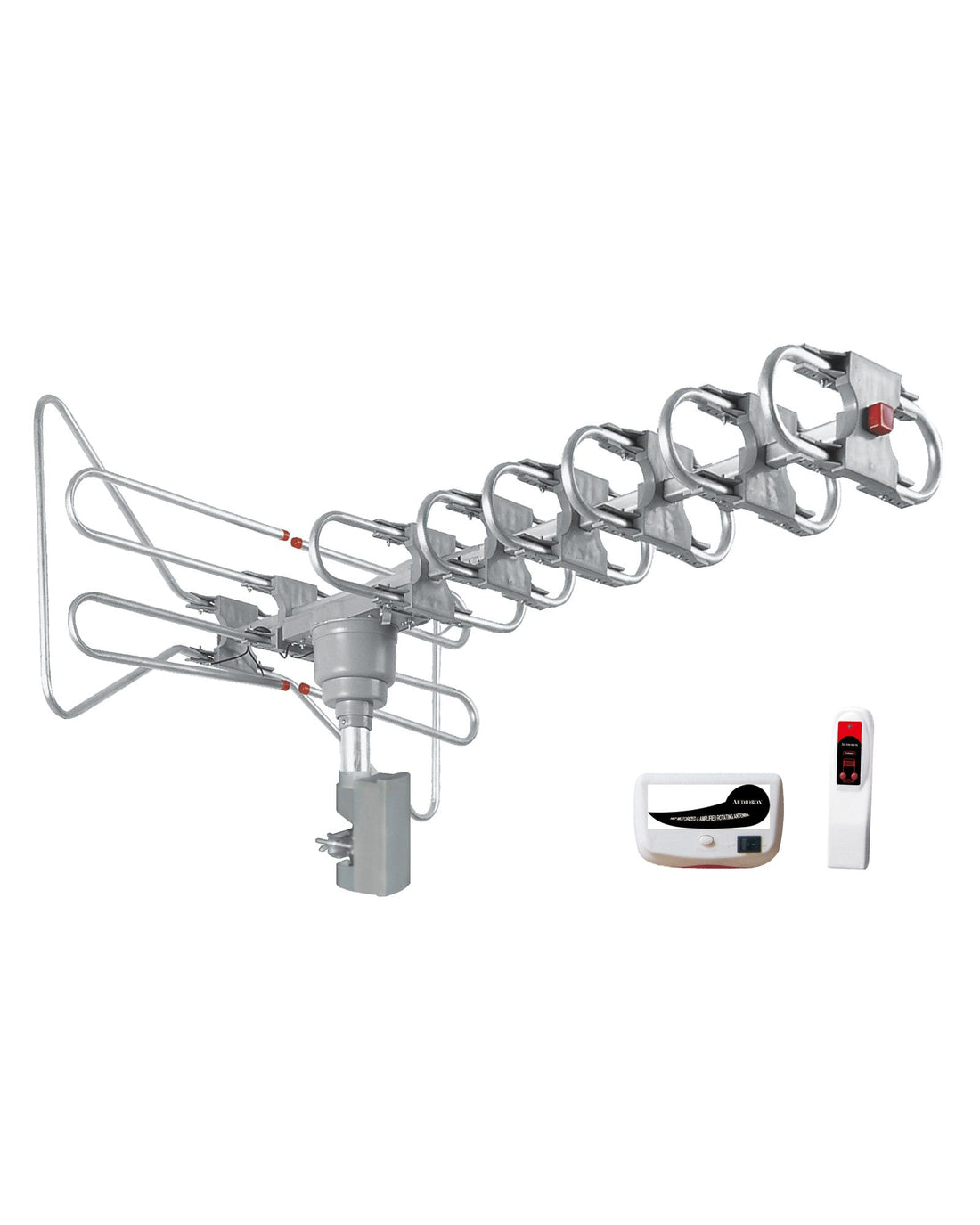 Audiobox ANT-500 360º Motorized Amplified HDTV Antenna - Digital TV Ready with Remote Control, 120 Mile Range, Full Band DTV/VHF/UHF Receiver - Supports 1080p 1080i 720p - Top ElectrosAntennaANT-500810059431836