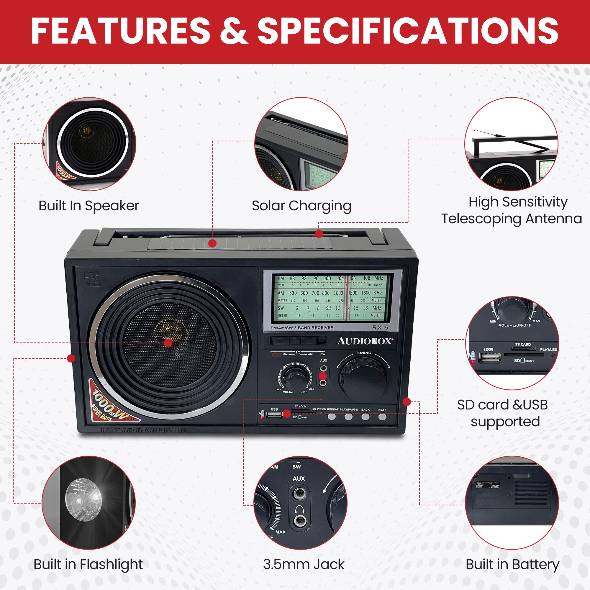 Audiobox RX-5BT 3-Band with MP3 Player - Top ElectrosRX-5BT850006218851