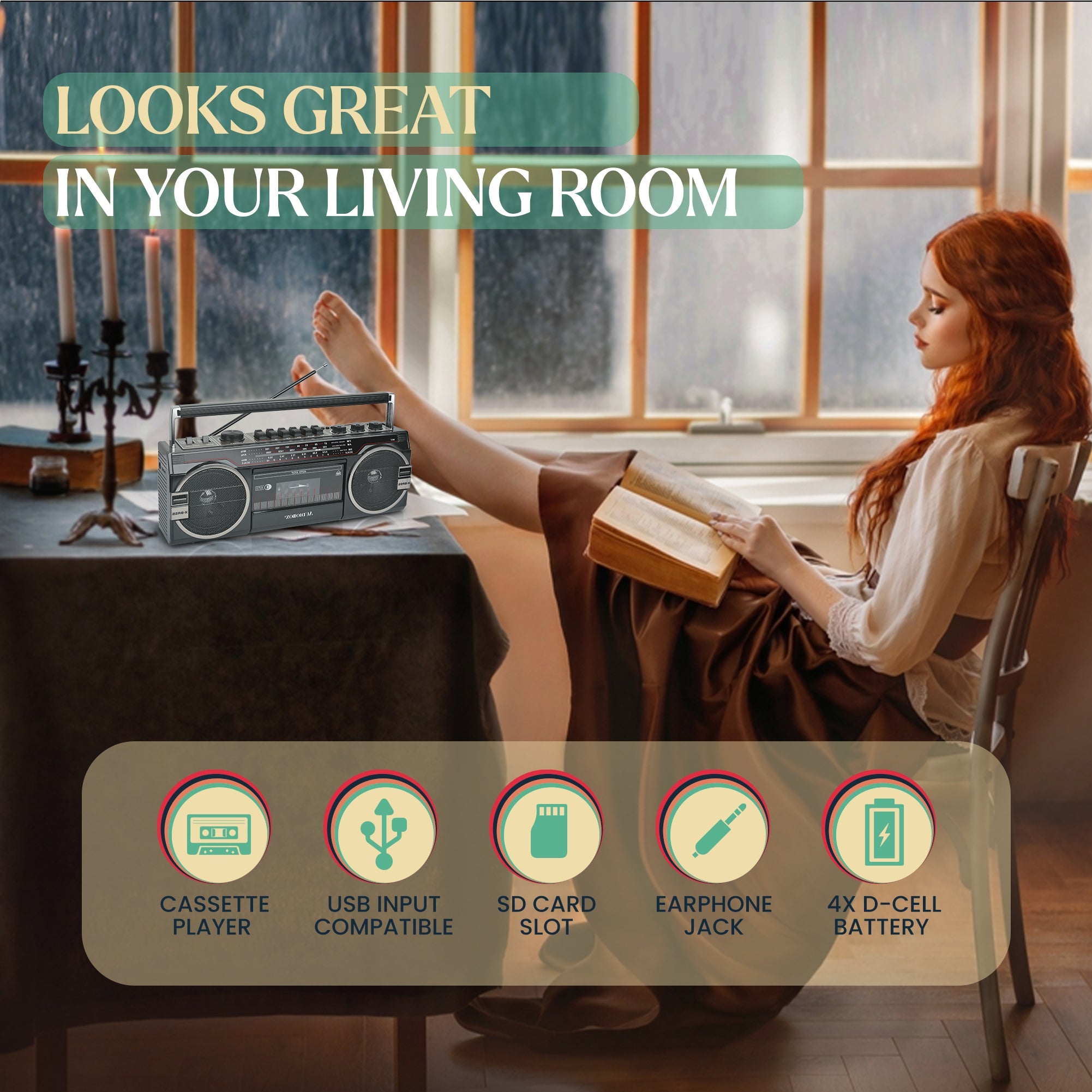 Audiobox RXC-25BT Cassette Player & Recorder with AM/FM/SW Radio - Top ElectrosSpeakersRXC-25BT BLACK810059430471