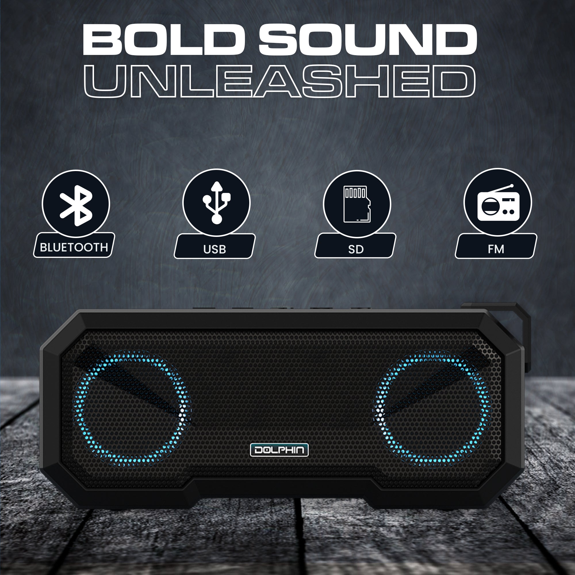 Dolphin DR-40 IPX7 Waterproof Bluetooth® Speaker with Lights - Top ElectrosSpeakersDR-40810059430877