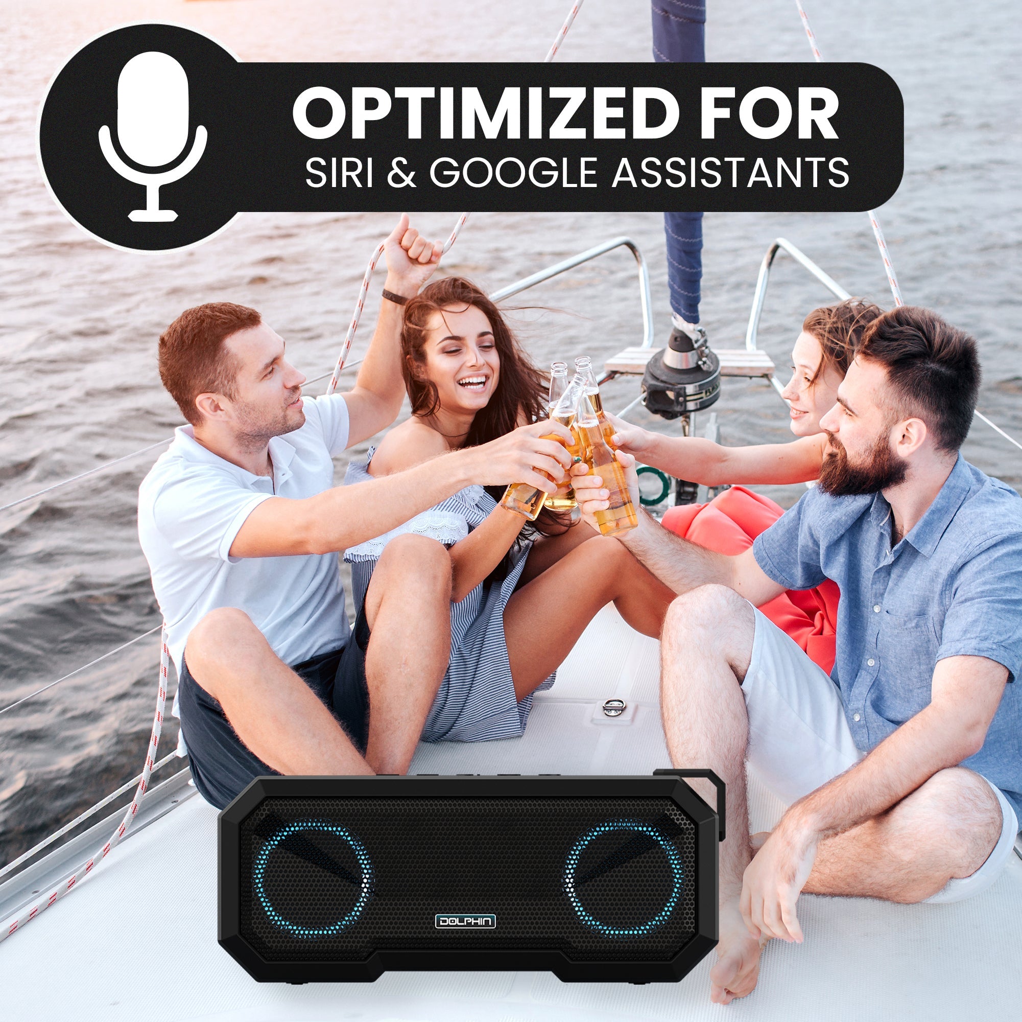 Dolphin DR-40 IPX7 Waterproof Bluetooth® Speaker with Lights - Top ElectrosSpeakersDR-40810059430877