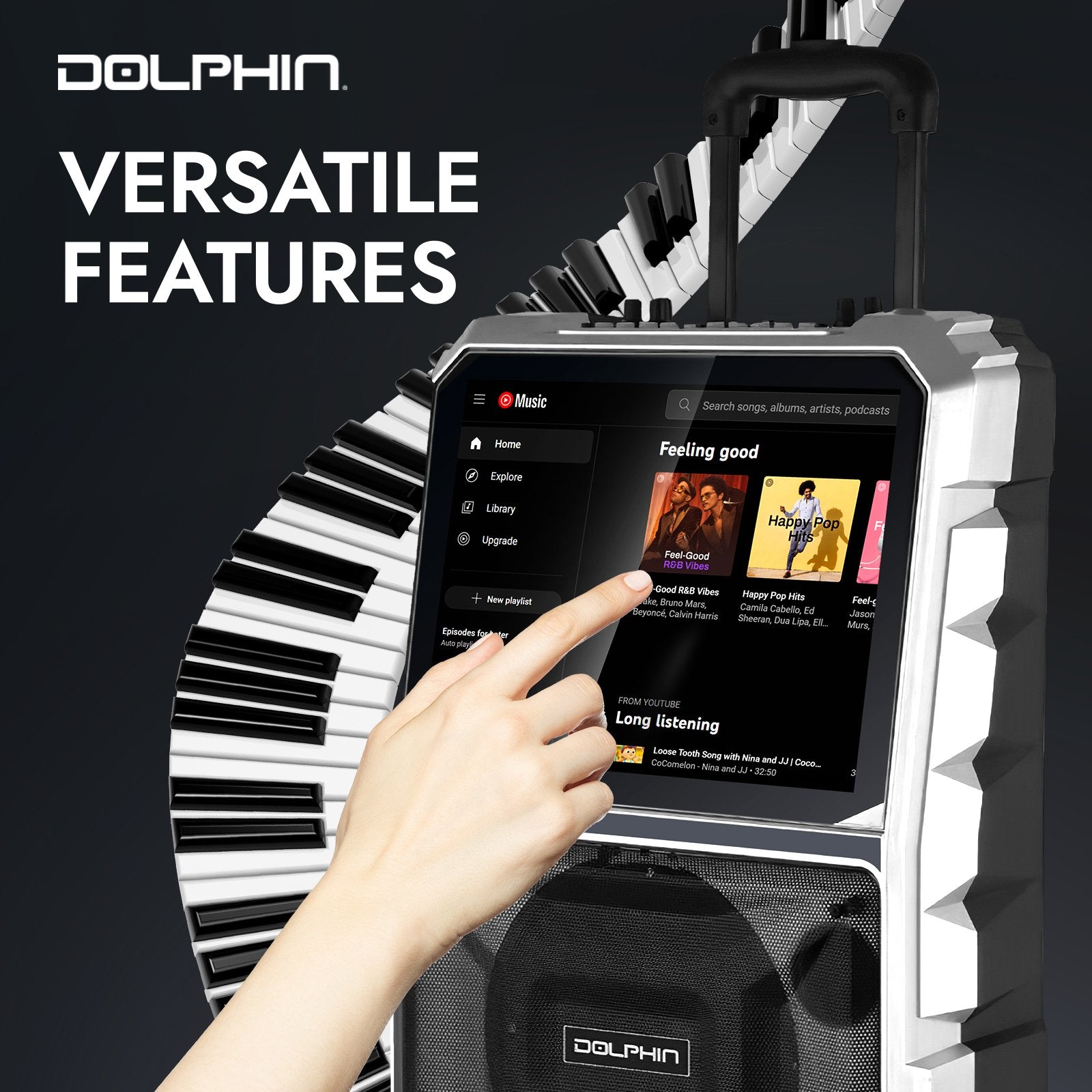 Dolphin KB-85R Portable Karaoke Machine with Touchscreen & Wireless Microphone - Top ElectrosKaraoke SystemKB-85R810059431782