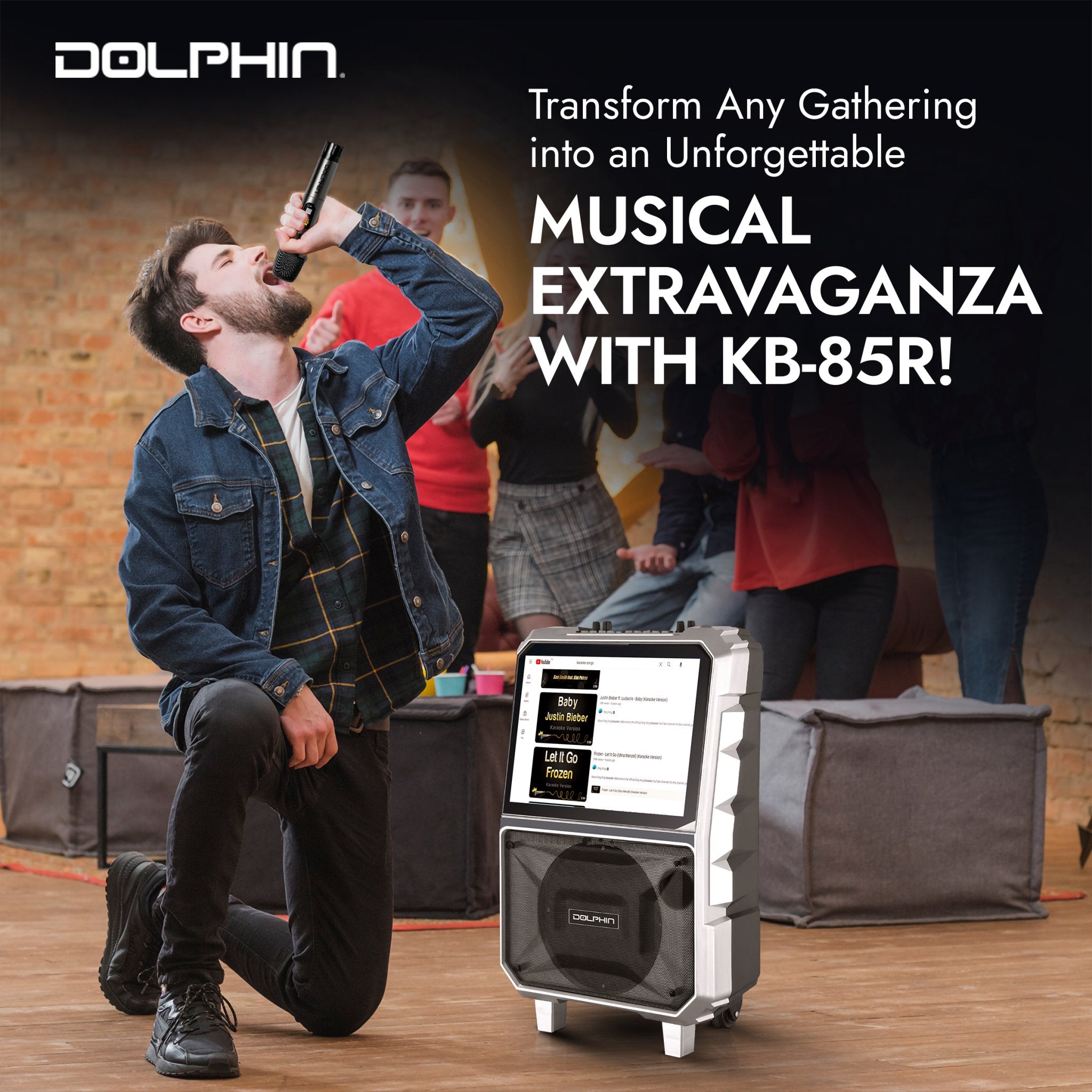 Dolphin KB-85R Portable Karaoke Machine with Touchscreen & Wireless Microphone - Top ElectrosKaraoke SystemKB-85R810059431782