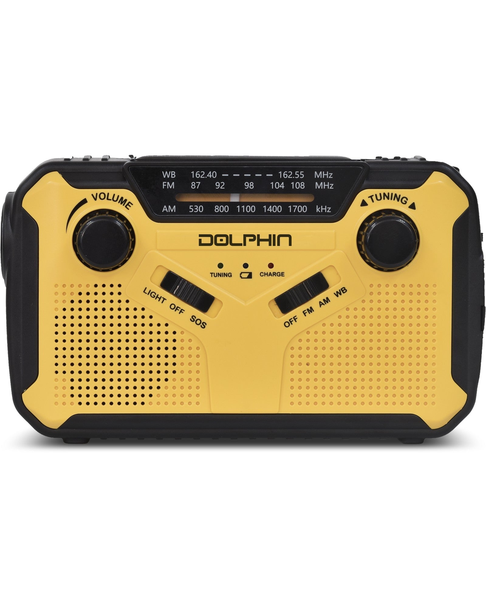 Dolphin R-100C DSP Emergency Radio with Hand Crank and Solar Power Charging - Top ElectrosRadioR-100C YELLOW810059431119