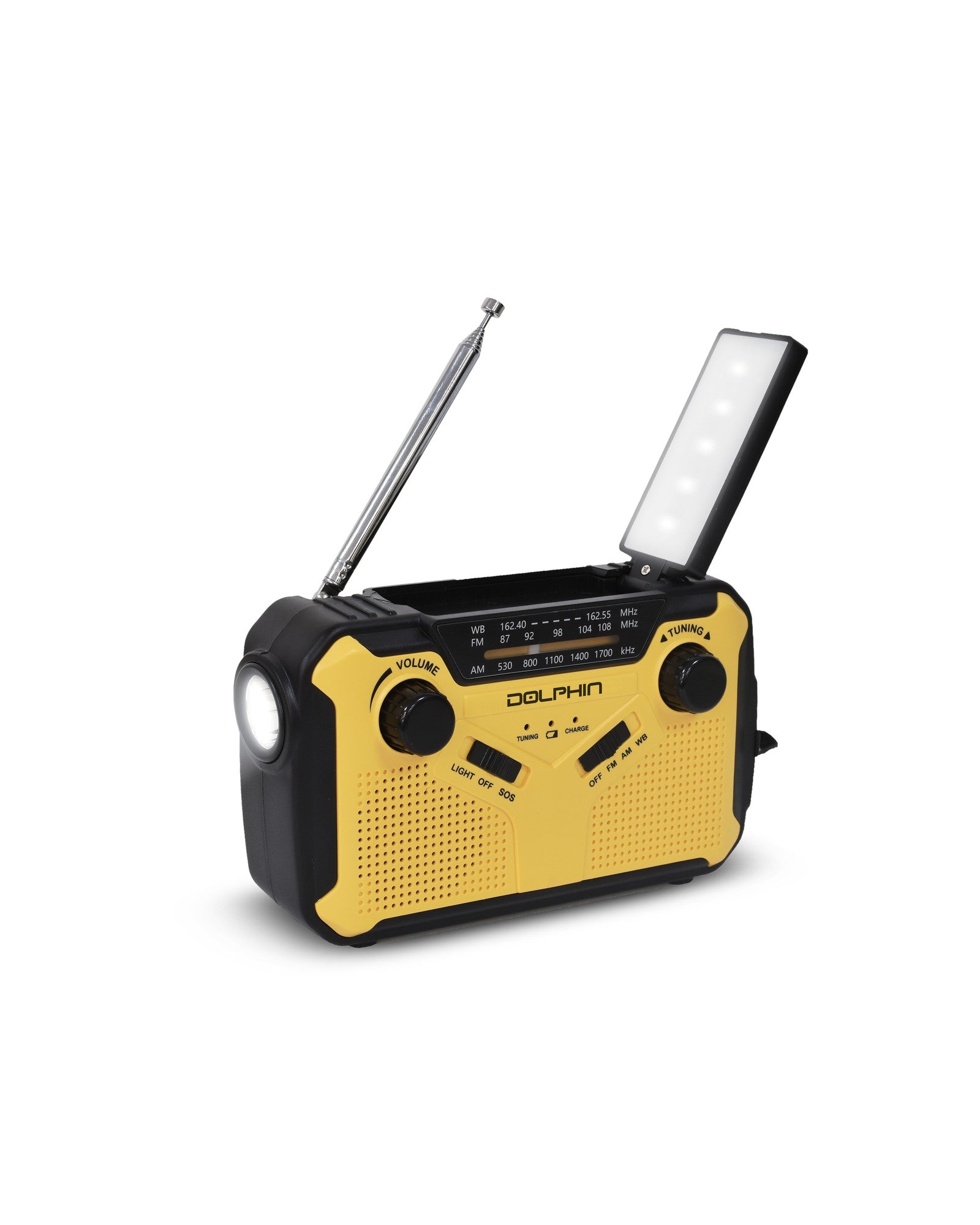 Dolphin R-100C DSP Emergency Radio with Hand Crank and Solar Power Charging - Top ElectrosRadioR-100C YELLOW810059431119