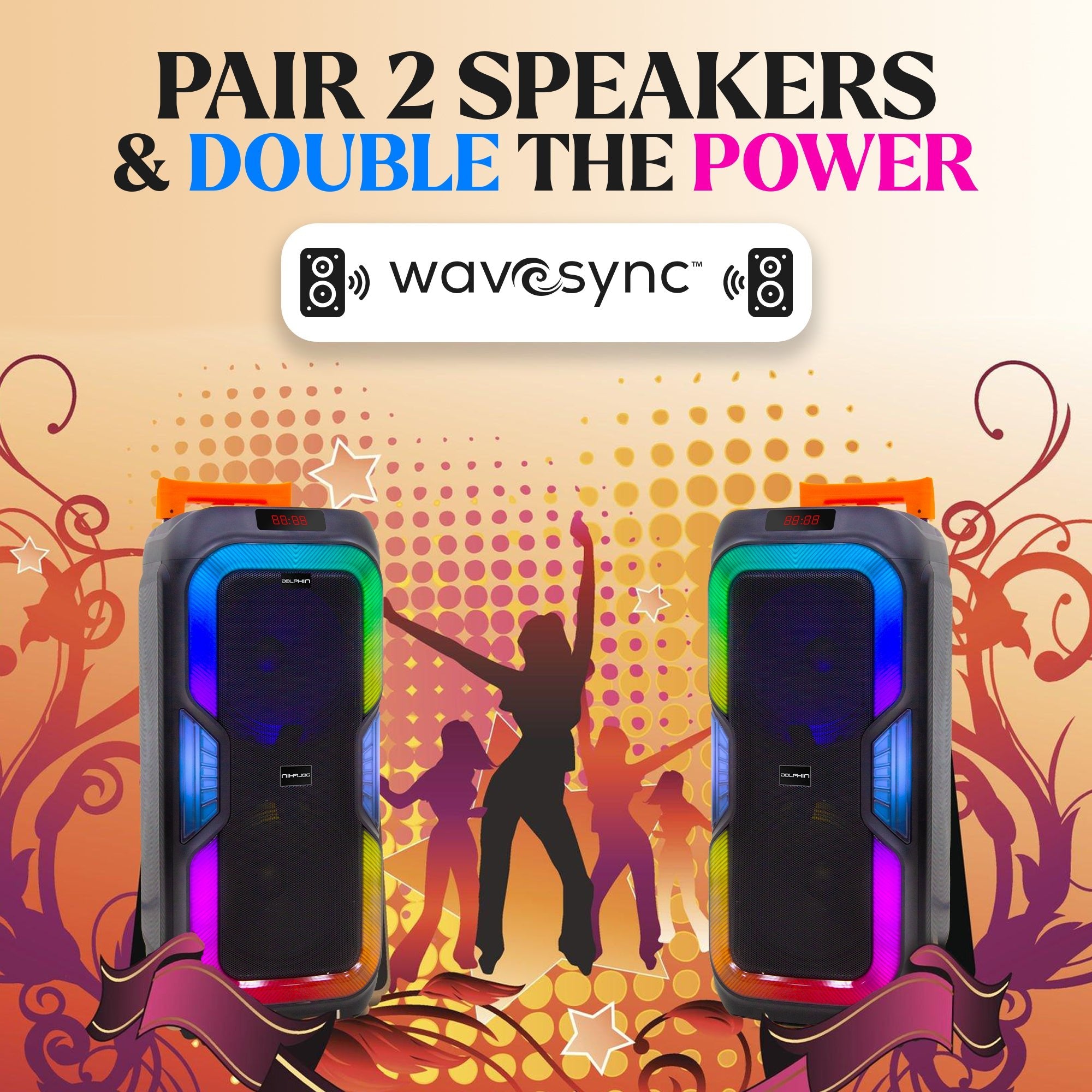 Dolphin SP-1060RBT Dual 10" BOLD Deep Bass Party Speaker with Light Show - Top ElectrosSpeakersSP-1060RBT81005941539