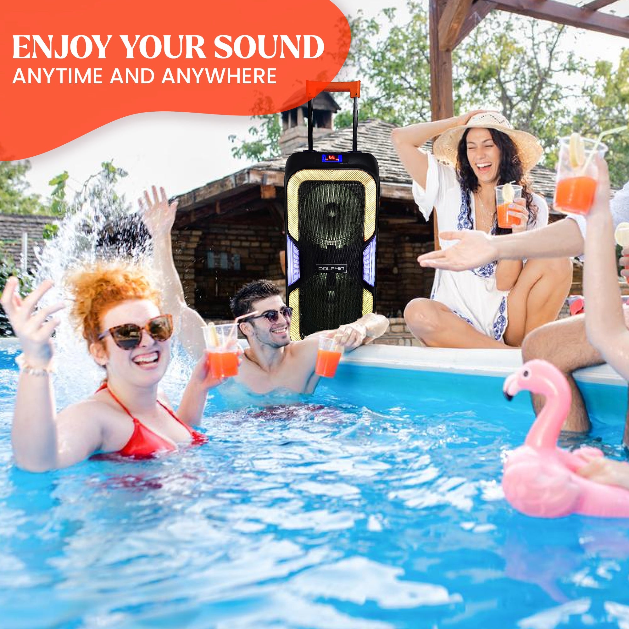 Dolphin SP-1060RBT Dual 10" BOLD Deep Bass Party Speaker with Light Show - Top ElectrosSpeakersSP-1060RBT81005941539