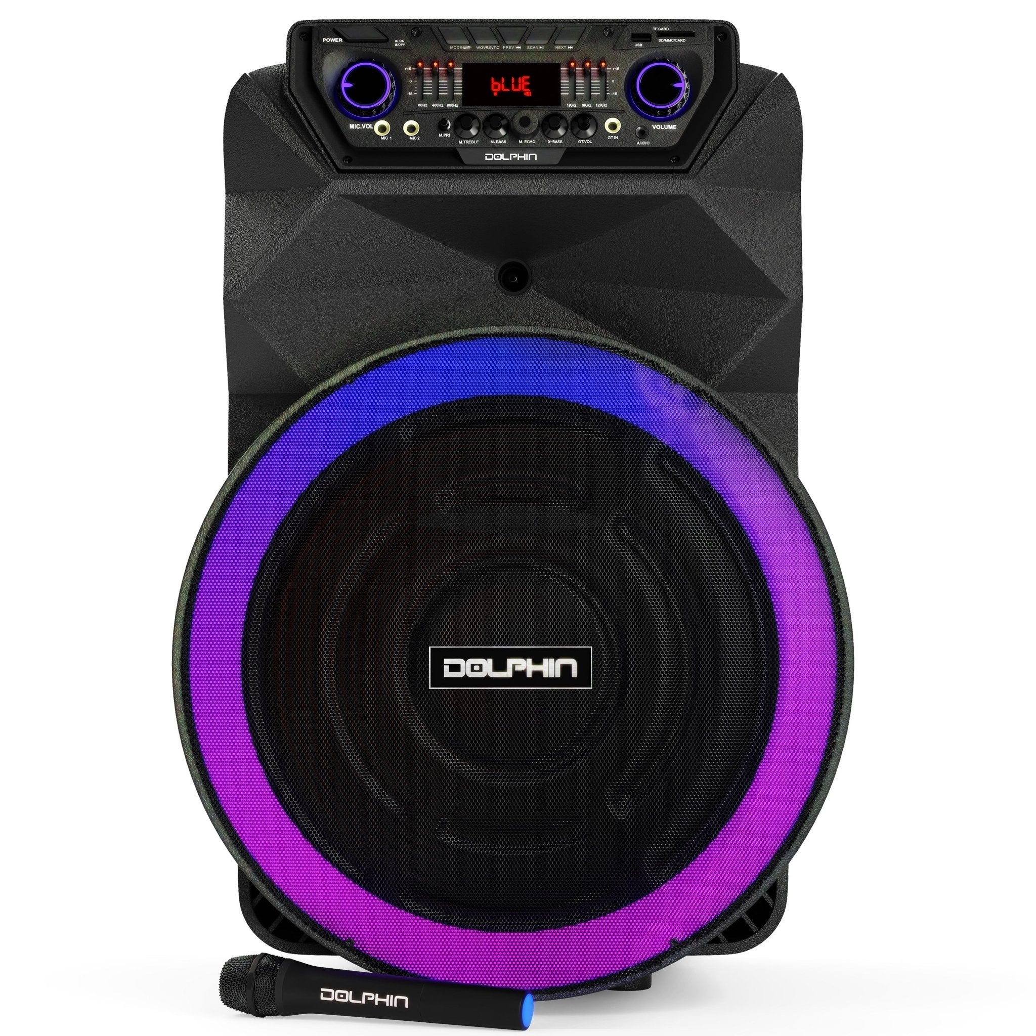 Dolphin SP-18RBT 18" High Powered Rechargeable Party Speaker Wireless Microphone - Top ElectrosSpeakersSP-18RBT810059431485