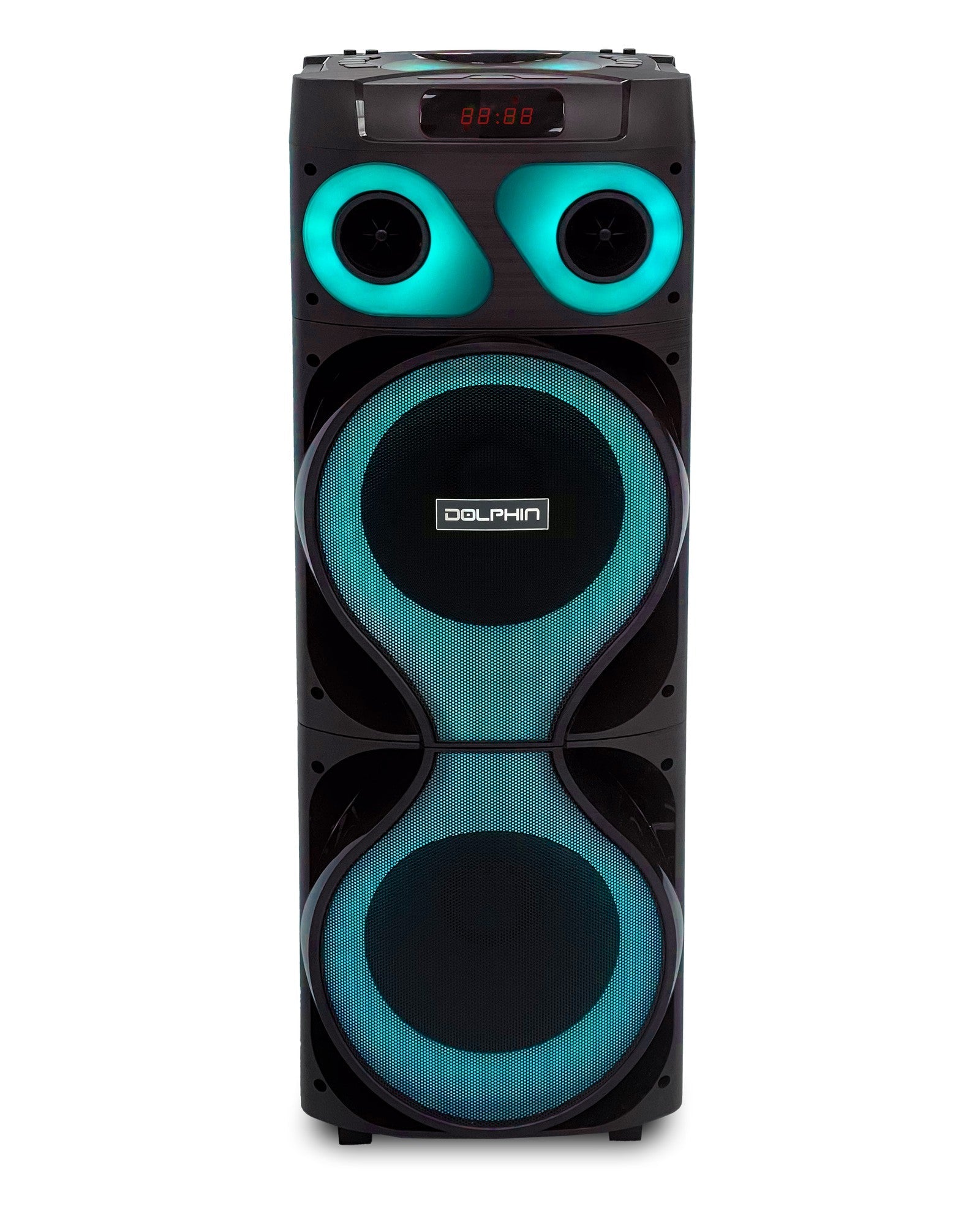 Dolphin SP-2150RBT Dual 12" Rechargeable Party Speaker with Two Wireless Microphones - Top ElectrosSP-2150RBT