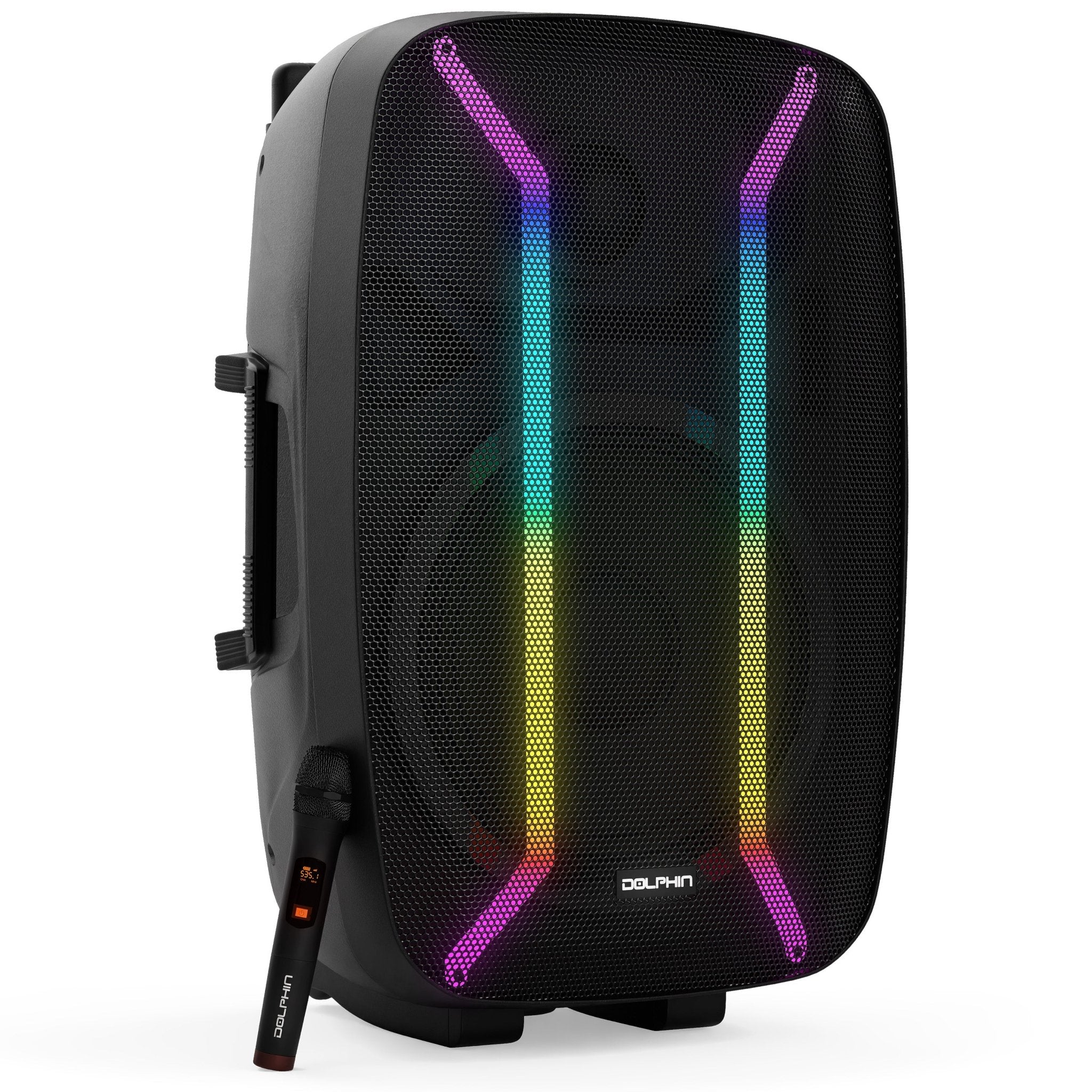 Dolphin SPX-2115R 15" Bluetooth Party Speaker Professional Audio System w/Trolley Handle, XLR, Mic & Guitar Inputs | Loud & DEEP BASS - Top ElectrosSpeakersSPX-2115R810059431966