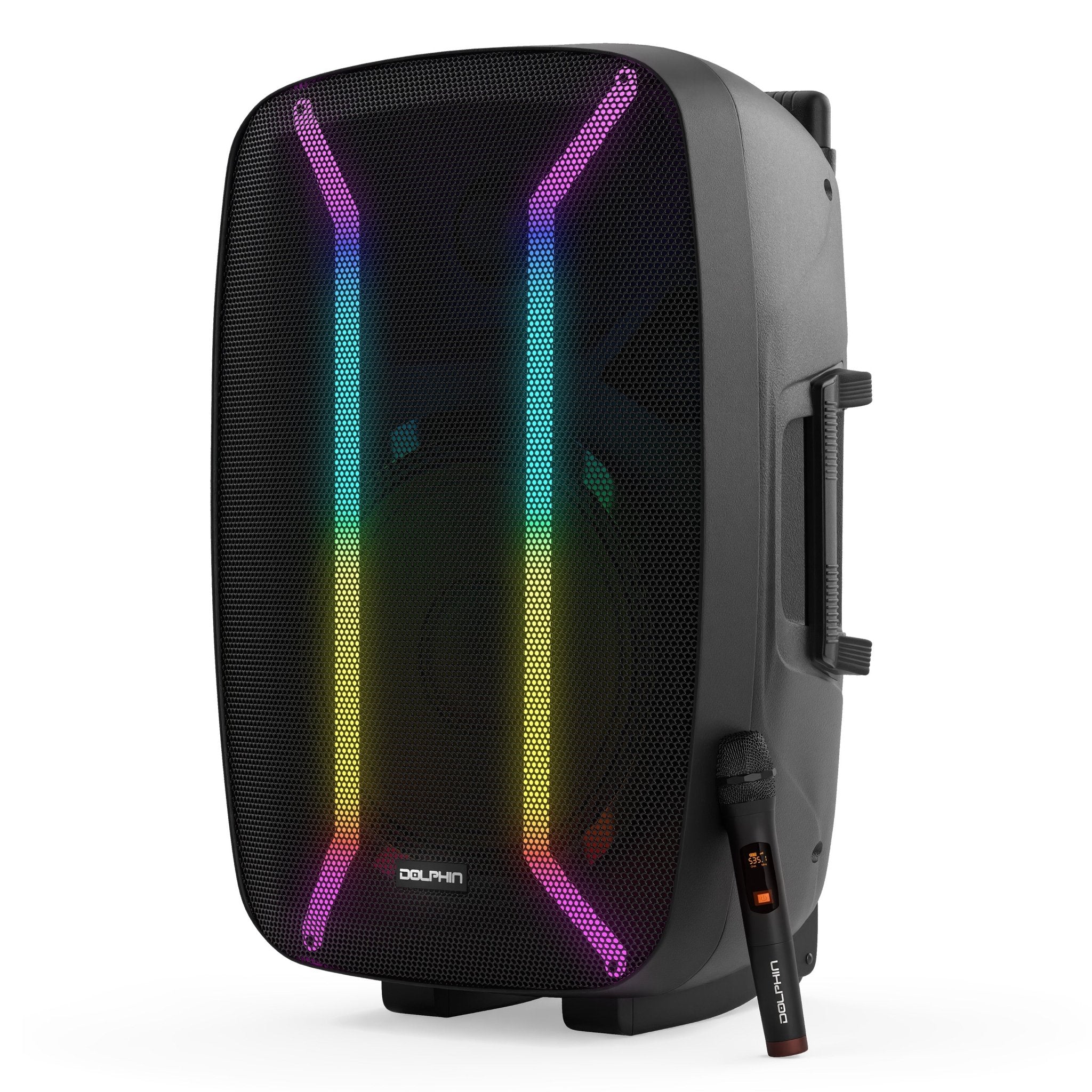 Dolphin SPX-2115R 15" Bluetooth Party Speaker Professional Audio System w/Trolley Handle, XLR, Mic & Guitar Inputs | Loud & DEEP BASS - Top ElectrosSpeakersSPX-2115R810059431966