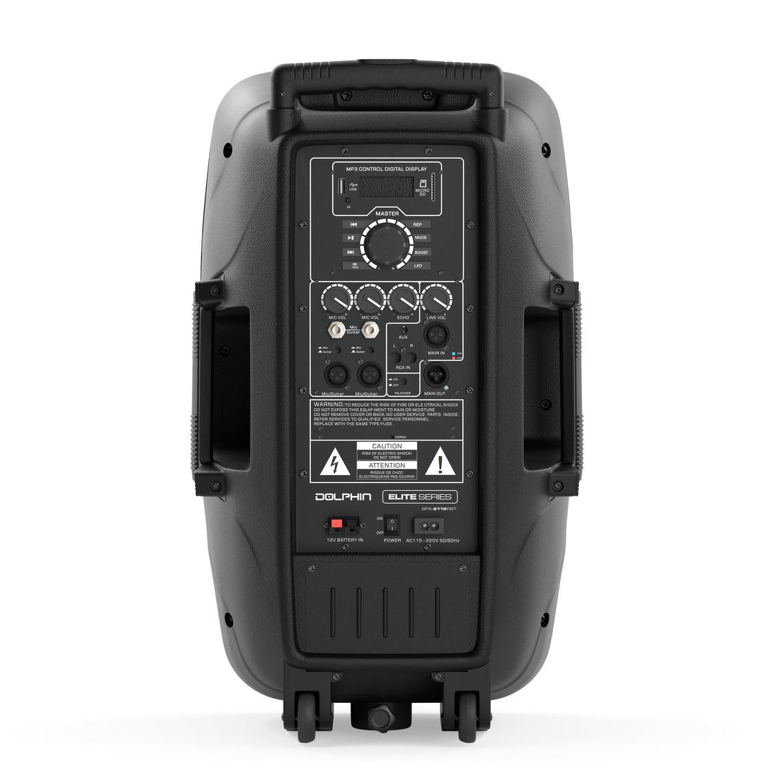 Dolphin SPX-2115R 15" Bluetooth Party Speaker Professional Audio System w/Trolley Handle, XLR, Mic & Guitar Inputs | Loud & DEEP BASS - Top ElectrosSpeakersSPX-2115R810059431966