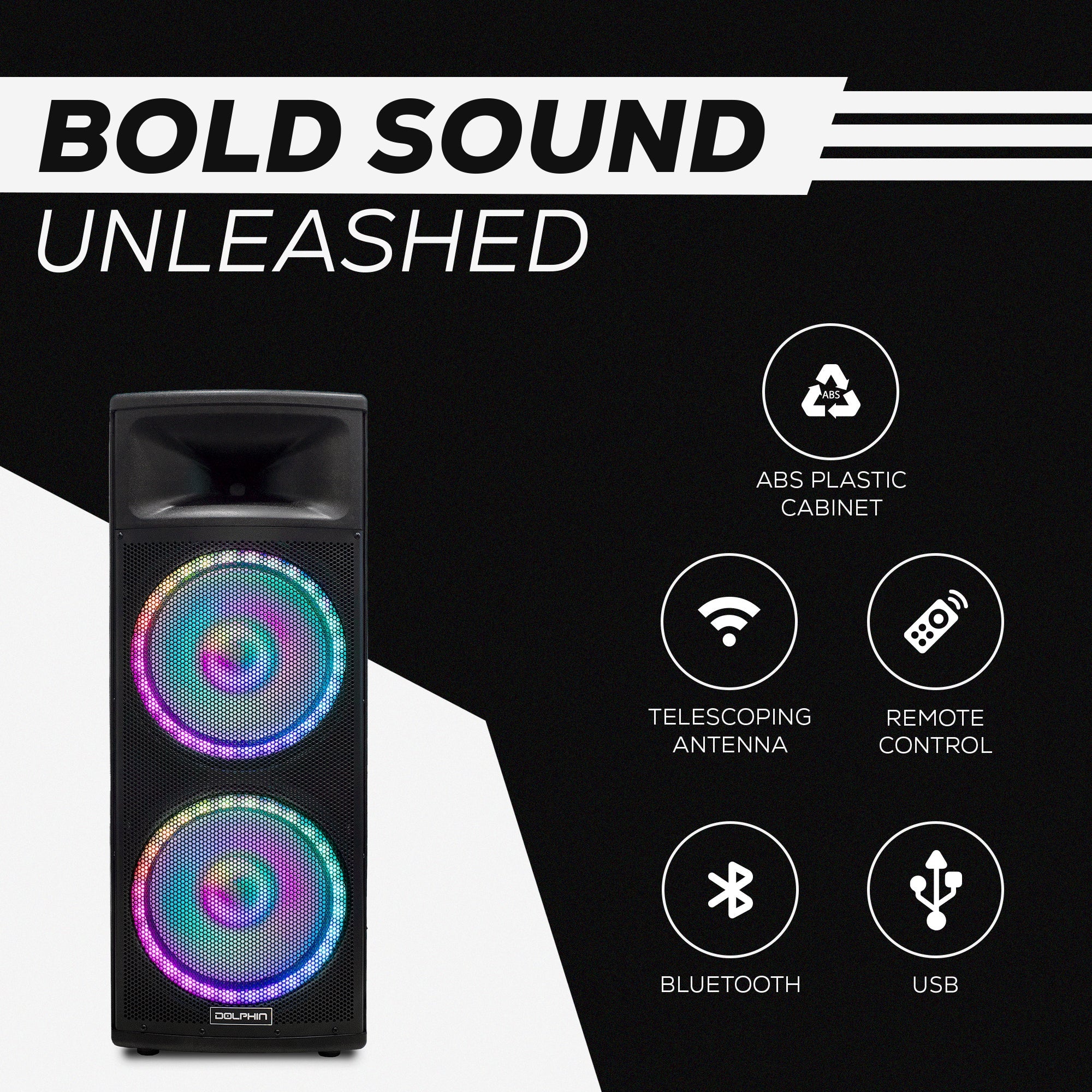 Dolphin SPX-280BT 2x15” High Performance ELITE SERIES Speaker - Top ElectrosSpeakersSPX-280BT682055446998