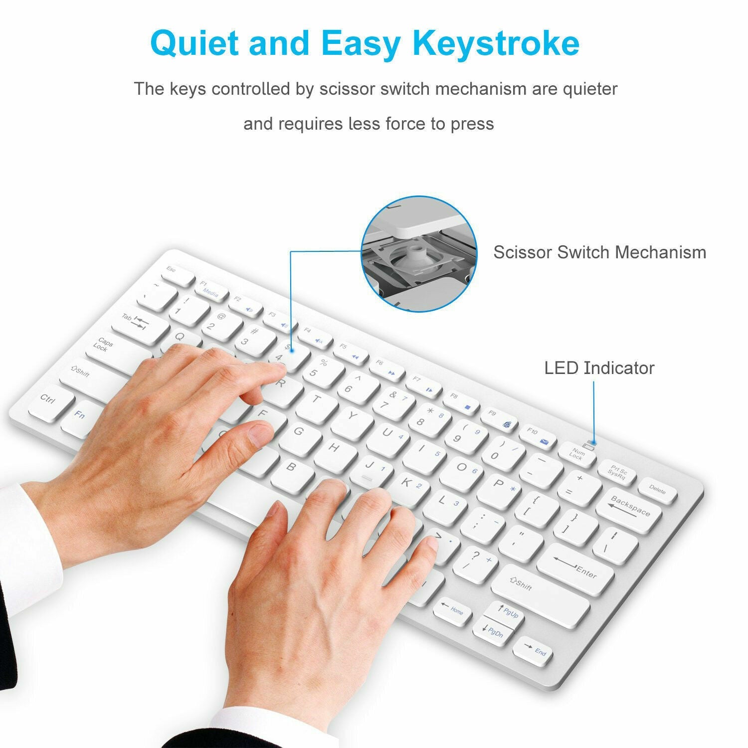 Wireless Keyboard for Apple or PC Bluetooth Black Or White - Top ElectrosKeyboardKEYBOARD BLACK