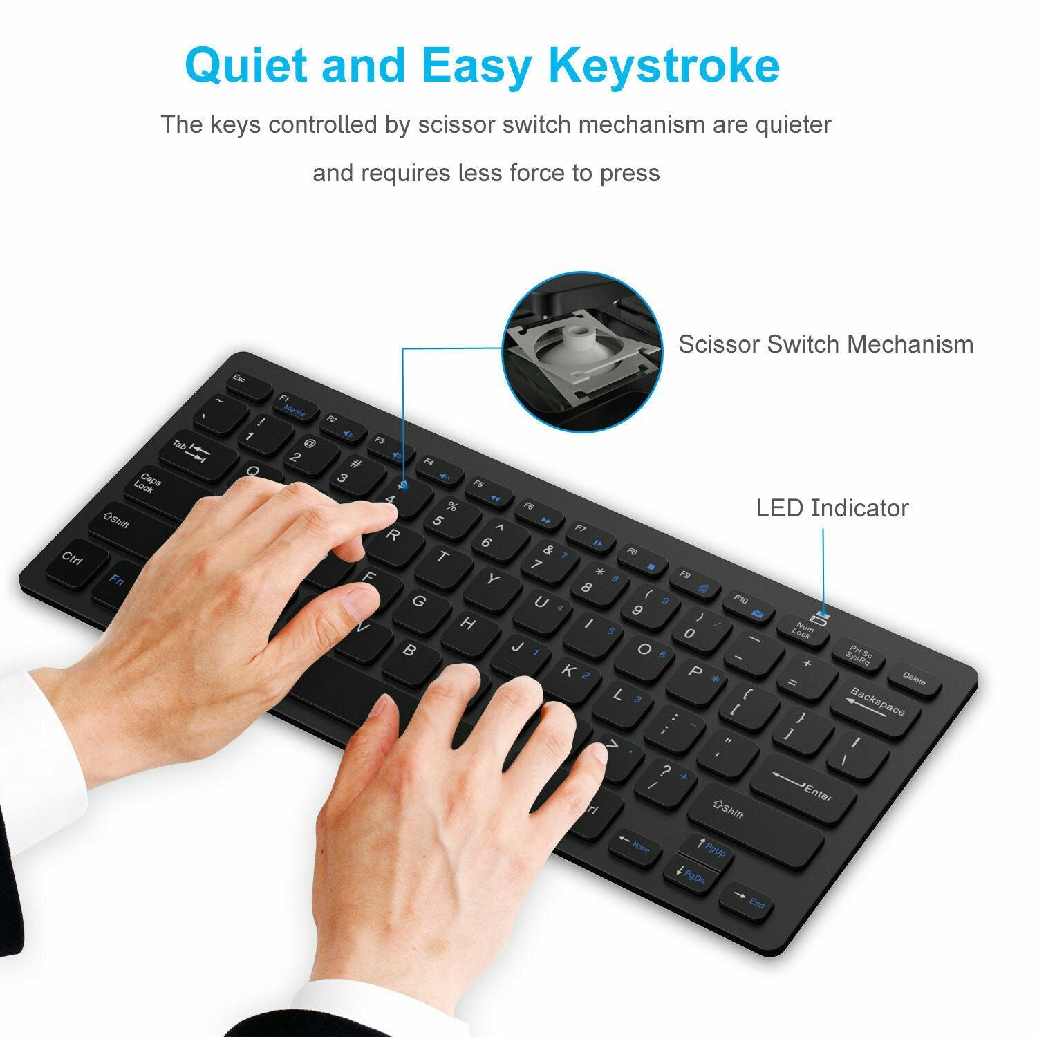 Wireless Keyboard for Apple or PC Bluetooth Black Or White - Top ElectrosKeyboardKEYBOARD BLACK