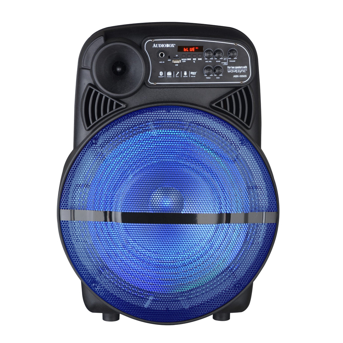 ABX - 1550S 15&quot; Portable Bluetooth Speaker w/ LED Lights, Stand &amp; Wireless Mic - Top ElectrosSpeakersABX - 1550S810059432505