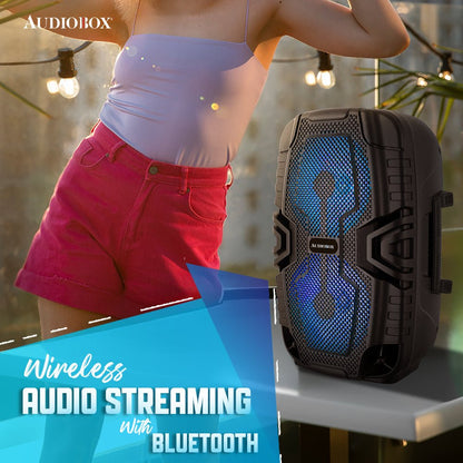ABX - 2260R Rechargeable Bluetooth Party Speaker – Dual 6.5” Woofers, LED Lights, FM Radio, USB, Micro SD, TW.S, Mic Included - Top ElectrosParty SpeakersABX - 2260R