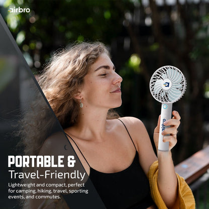 Airbro FHA - 30 Handheld Portable Fan with 2600mAh Power Bank, 6 - Blade Design, 3 Adjustable Speeds, and Charging Dock - Frosted White - Top ElectrosFanFHA - 30