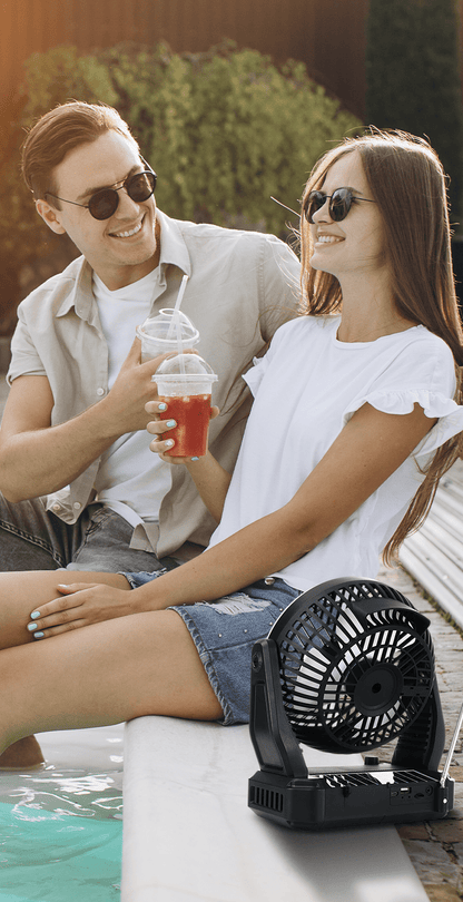 Airbro RXF - 40 Solar Fan &amp; Bluetooth Speaker – FM Radio, LED Light, USB/TF Playback, Rechargeable Battery - Top ElectrosPortable FanRXF - 40