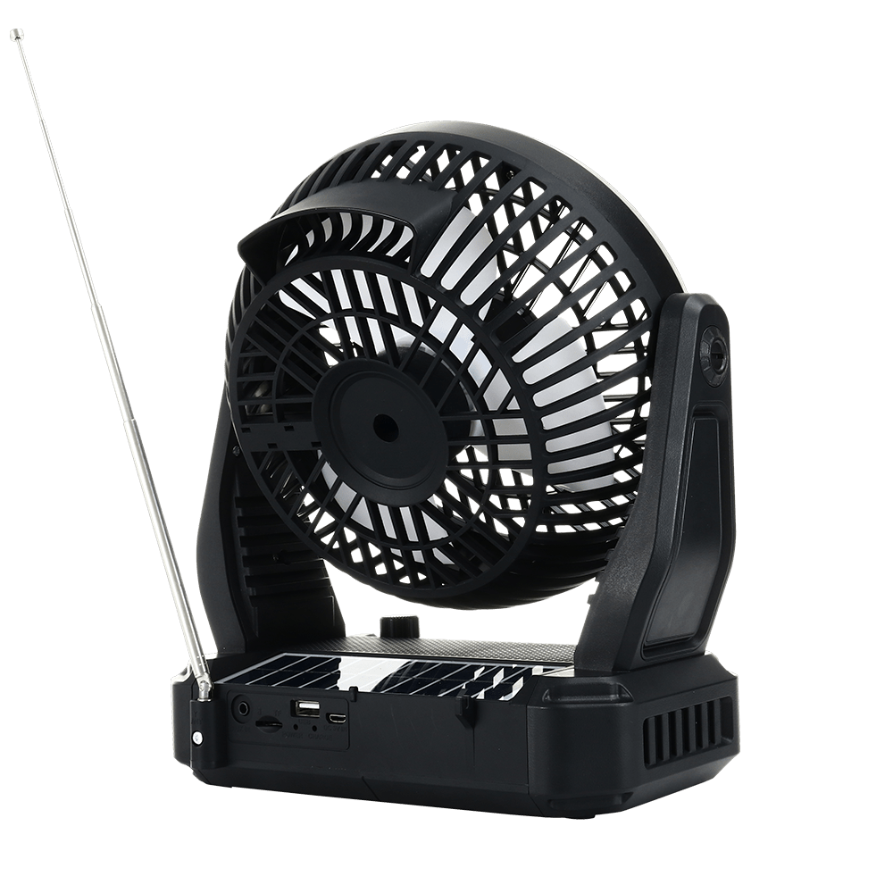 Airbro RXF - 40 Solar Fan &amp; Bluetooth Speaker – FM Radio, LED Light, USB/TF Playback, Rechargeable Battery - Top ElectrosPortable FanRXF - 40