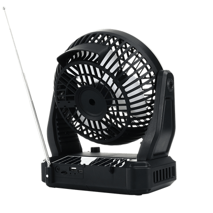 Airbro RXF - 40 Solar Fan &amp; Bluetooth Speaker – FM Radio, LED Light, USB/TF Playback, Rechargeable Battery - Top ElectrosPortable FanRXF - 40