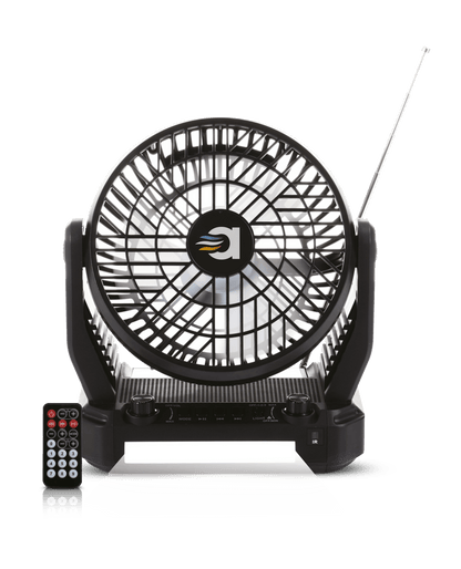 Airbro RXF - 40 Solar Fan &amp; Bluetooth Speaker – FM Radio, LED Light, USB/TF Playback, Rechargeable Battery - Top ElectrosPortable FanRXF - 40