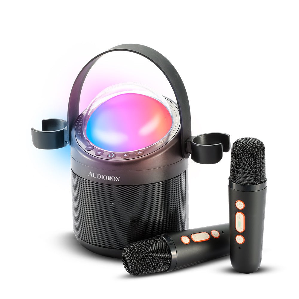 Audiobox ABK - 500 Kids Karaoke Machine – 2 Wireless Mics, Voice Effects &amp; LED Lights! - Top ElectrosKaraoke SystemABK - 500