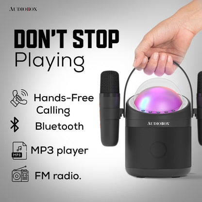Audiobox ABK - 500 Kids Karaoke Machine – 2 Wireless Mics, Voice Effects &amp; LED Lights! - Top ElectrosKaraoke SystemABK - 500