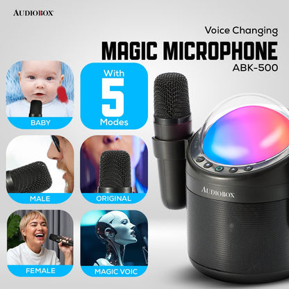 Audiobox ABK - 500 Kids Karaoke Machine – 2 Wireless Mics, Voice Effects &amp; LED Lights! - Top ElectrosKaraoke SystemABK - 500