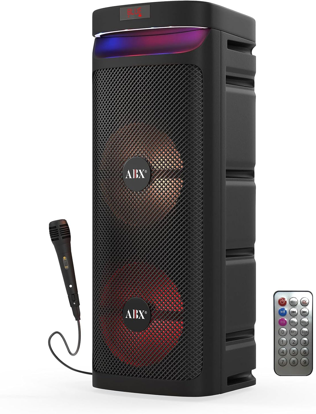 Audiobox ABX - 2010R Dual 10” Portable Karaoke Party Speaker with LED Light Show and Wired Microphone - Bluetooth, USB, TF Card, FM Radio - Top ElectrosKaraoke SpeakerABX - 2010R810059432017