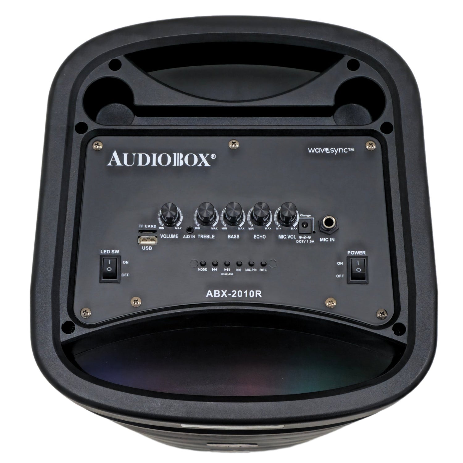 Audiobox ABX-2010R Dual 10” Portable Karaoke Party Speaker with LED Light Show and Wired Microphone - Bluetooth, USB, TF Card, FM Radio - Top ElectrosKaraoke SpeakerABX-2010R810059432017