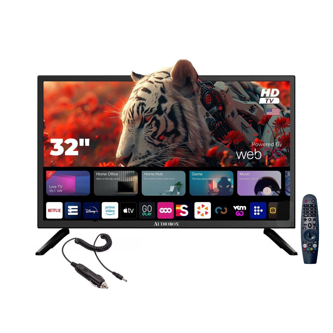 Audiobox Smart TV Bluetooth Remote Control, HD LED, 12V Compatible - Perfect for RVs, Movies, Gaming, Travel &amp; Home Entertainment, Includes HDMI &amp; USB Ports (Copy) - Top ElectrosTVTV - 320SD - ND