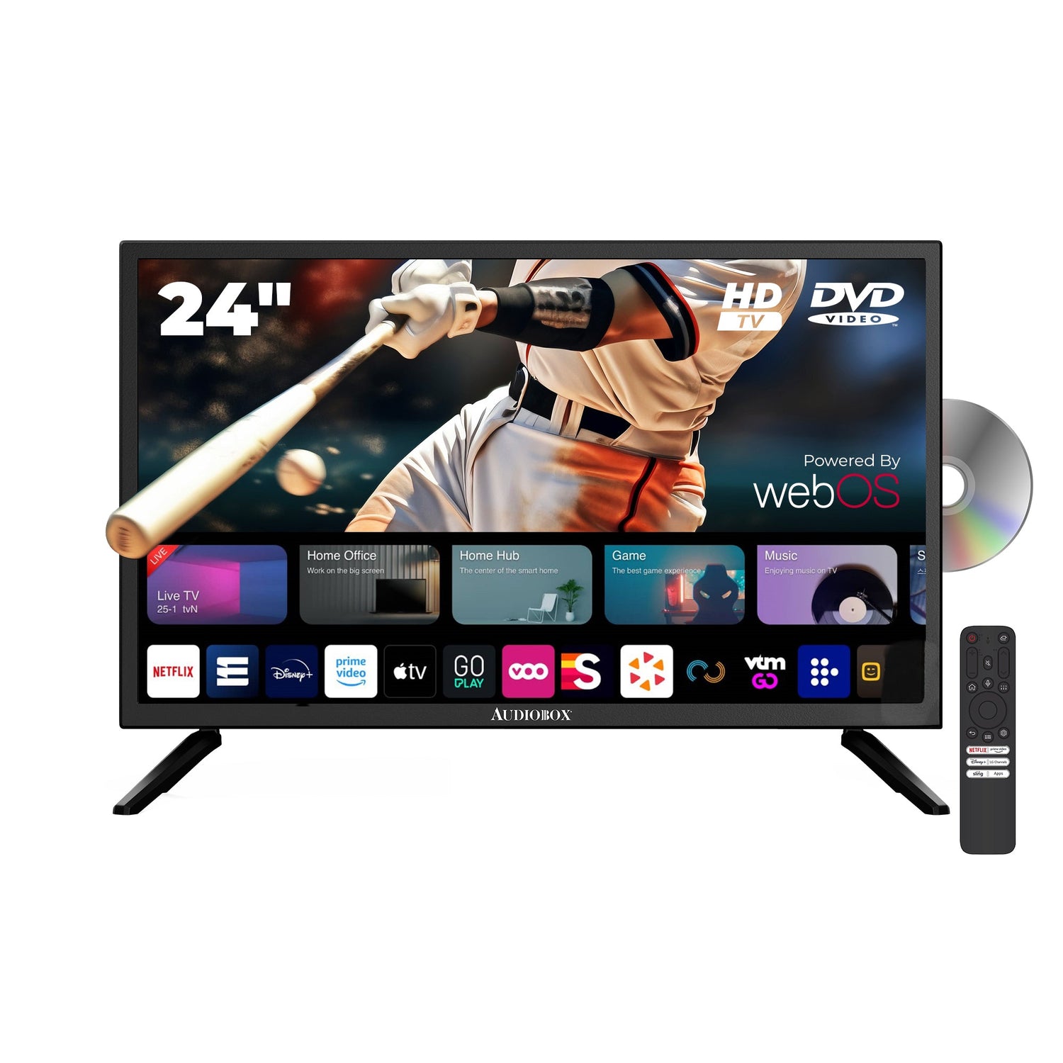 Audiobox Smart TV with Built - In DVD Player, Bluetooth Remote Control, HD LED, 12V AC/DC Compatible - Perfect for RVs, Movies, Gaming, Travel &amp; Home Entertainment, Includes HDMI &amp; USB Ports - Top ElectrosTVTV - 240SD810059432208