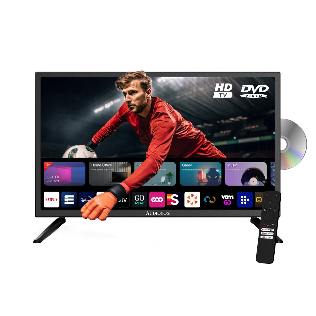 Audiobox Smart TV with Built - In DVD Player, Bluetooth Remote Control, HD LED, 12V AC/DC Compatible - Perfect for RVs, Movies, Gaming, Travel &amp; Home Entertainment, Includes HDMI &amp; USB Ports - Top ElectrosTVTV - 320SD
