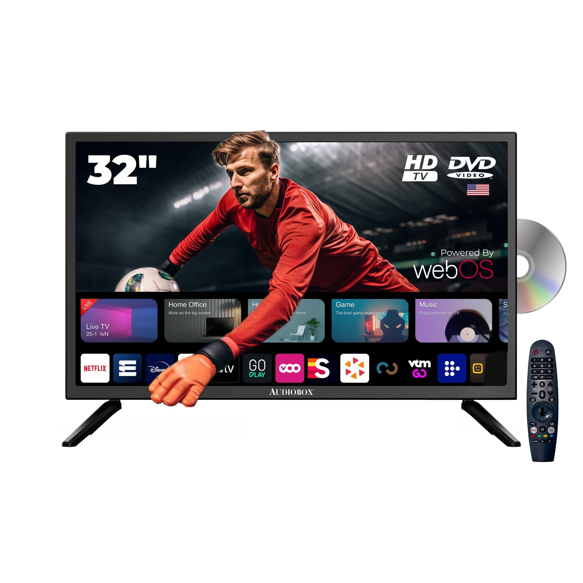 Audiobox Smart TV with Built - In DVD Player, Bluetooth Remote Control, HD LED, 12V Compatible - Perfect for RVs, Movies, Gaming, Travel &amp; Home Entertainment, Includes HDMI &amp; USB Ports - Top ElectrosTVTV - 320SD810059432215