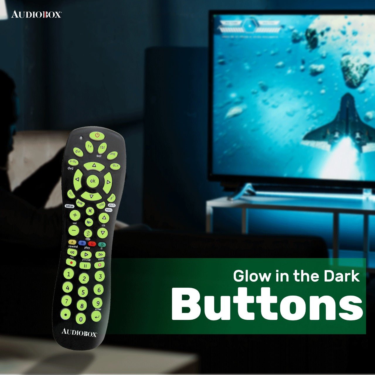 Audiobox Universal Remote Control – 6 - in - 1 Compatibility, Glow - in - the - Dark Buttons, Supports TV, Cable, DVD, Amp, DVR - Top ElectrosRemote ControlREM - 66820554474928