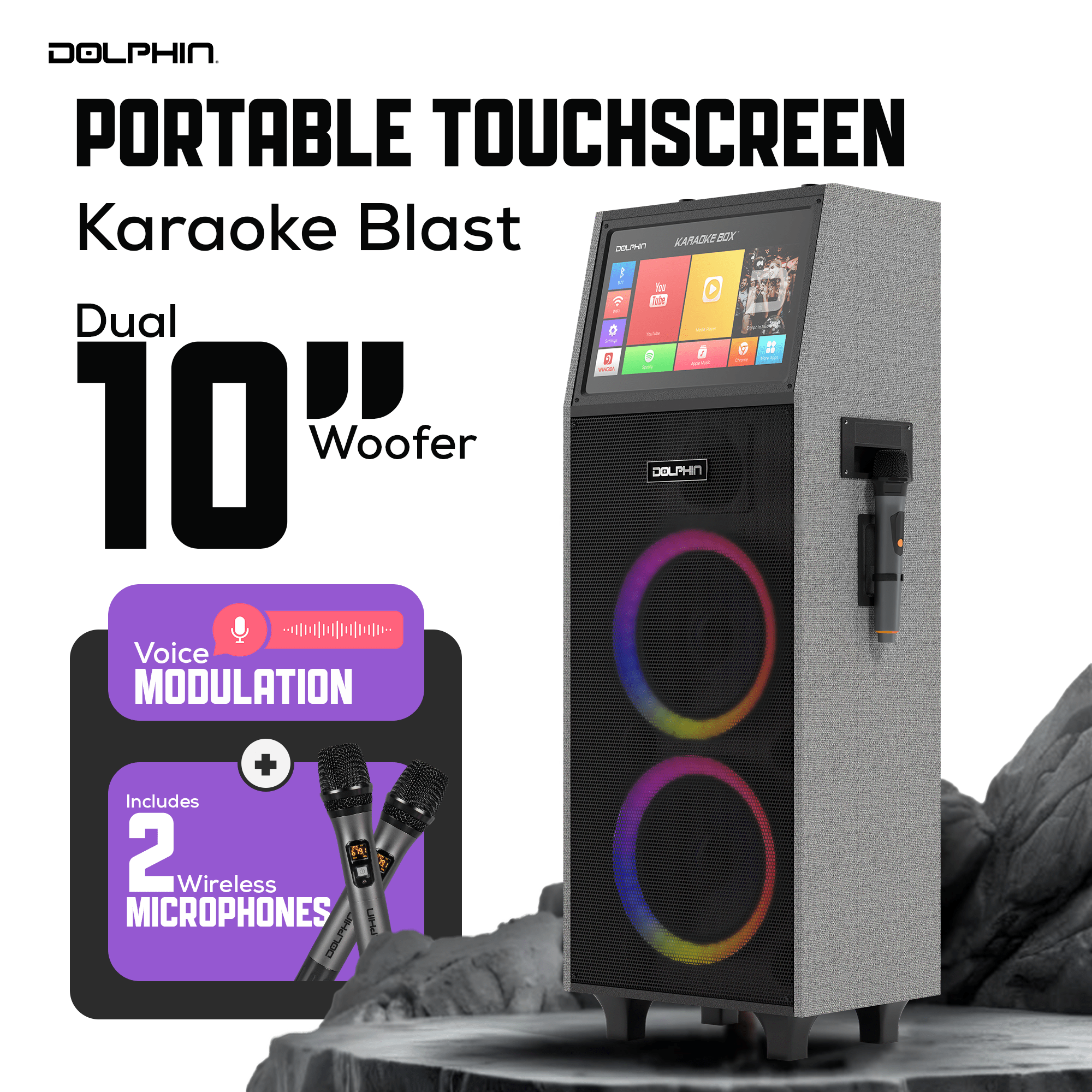 JYX T30T Karaoke Machine With 2 Mics, Bluetooth Speaker, Portable For Party