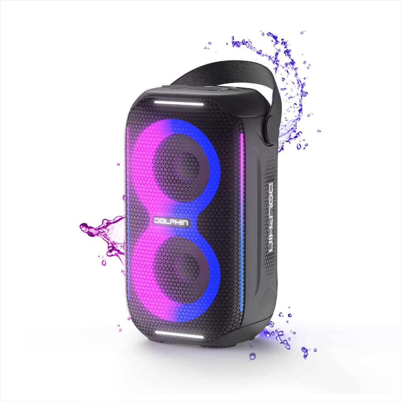 Dolphin S20 Waterproof Portable Party Speaker - Compact Design, HD Lightshow, Perfect for Beach, Pools, Showers, Camping, All Outdoors - Top ElectrosSpeakersS20 - Black810059431546