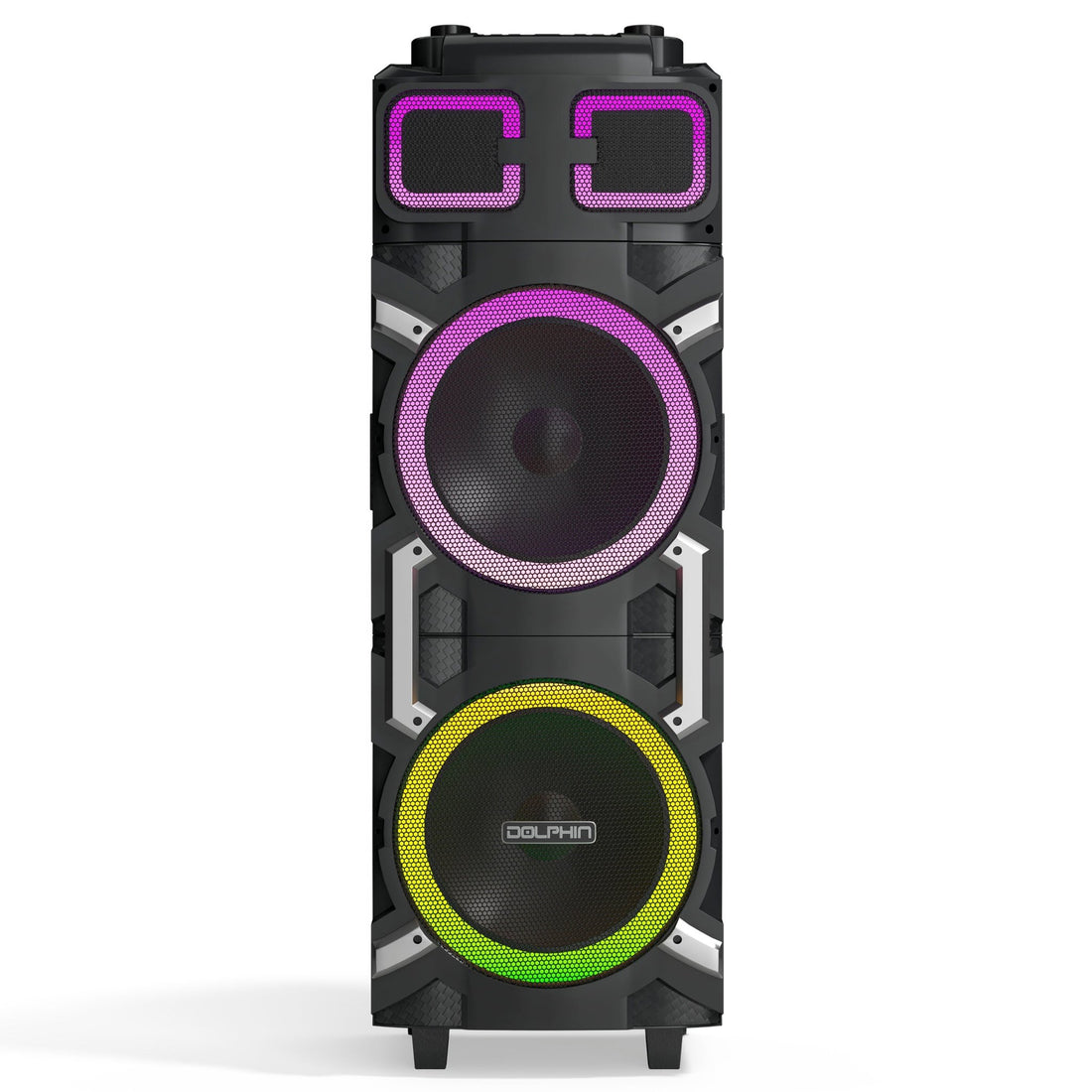 Dolphin SP - 3210RBT 100W Dual 10” Portable Bluetooth Speaker with LED Party Lights and X - BASS - Top ElectrosSpeakersSP - 3210RBT810059432642