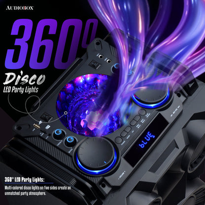 Dual 12&quot; Bluetooth Party Speaker 2800W with Lights, Mic, Remote, Wheels - Top ElectrosKaraoke SpeakerABX - 2121R
