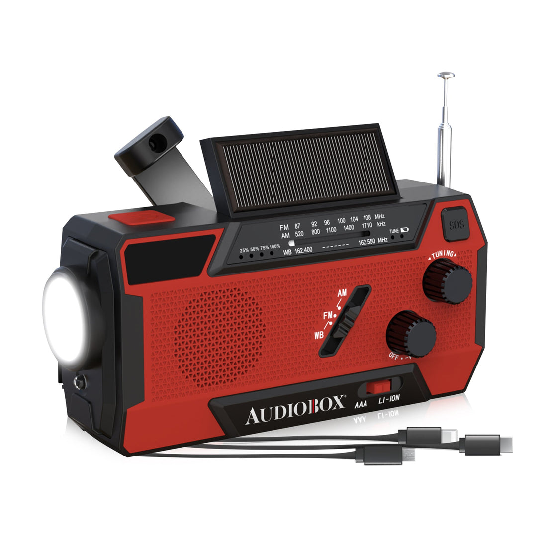 Emergency Radio with Power Bank – NOAA Weather Alert, Solar/Crank/USB Charging, LED Flashlight, AM/FM/WB - Top ElectrosRadioRXP - 200810059432840