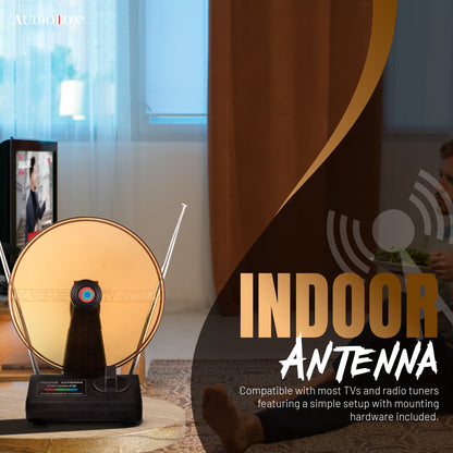 HD Digital Indoor Antenna – Supports 1080P HDTV, FM, VHF, UHF | 90° Rotating Antenna, 12dB Gain, Telescoping Rods - Top ElectrosAntennaANT - 100850006218417