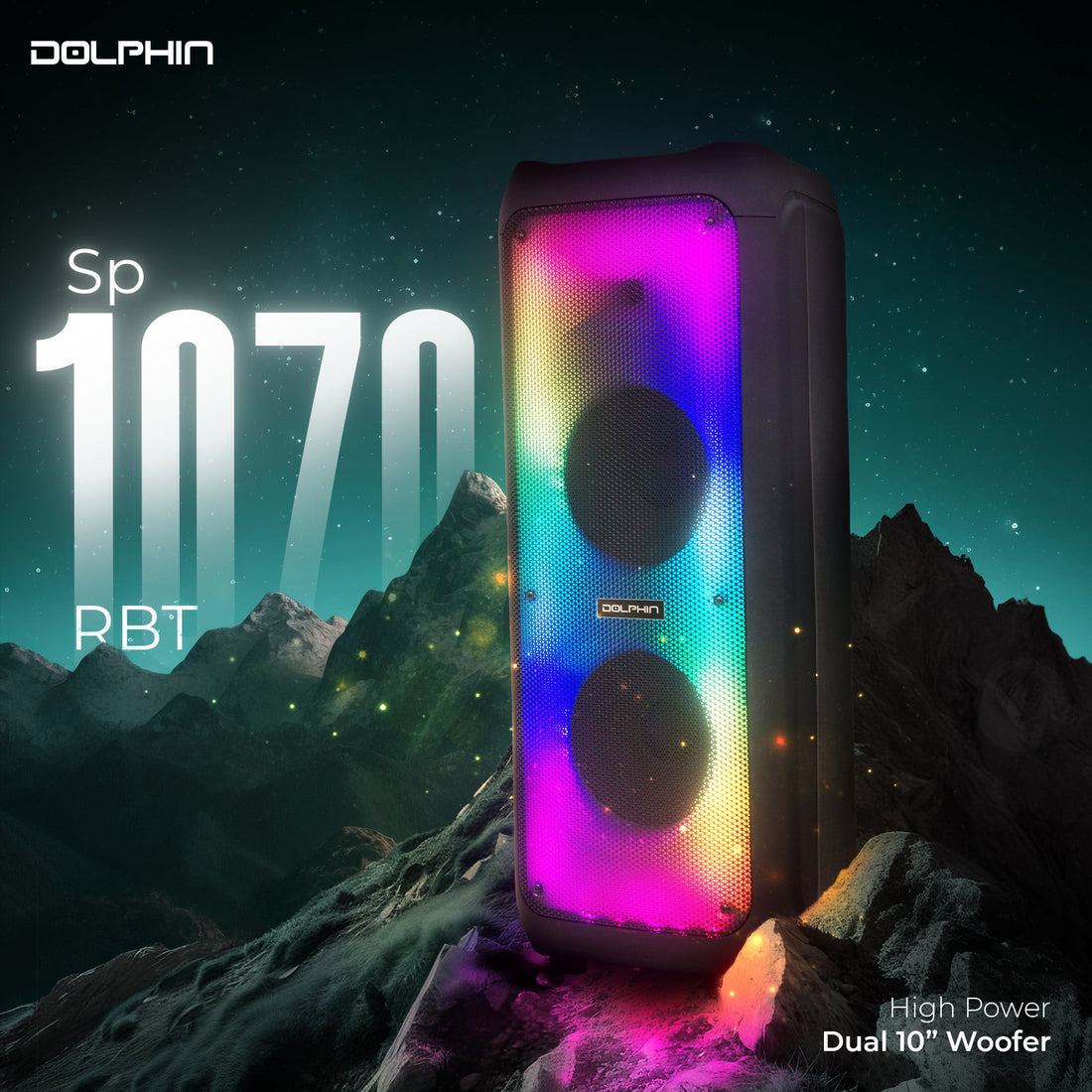 Premium Dual 10” Party Speaker – 3700W, Deep Bass, TWS, Karaoke Ready, Full Panel LED, Wireless Mic, Bluetooth &amp; Wheels - Top ElectrosSpeakersSP - 1070RBT810059431560