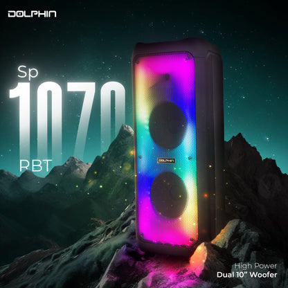 Premium Dual 10” Party Speaker – 3700W, Deep Bass, TWS, Karaoke Ready, Full Panel LED, Wireless Mic, Bluetooth &amp; Wheels - Top ElectrosSpeakersSP - 1070RBT810059431560