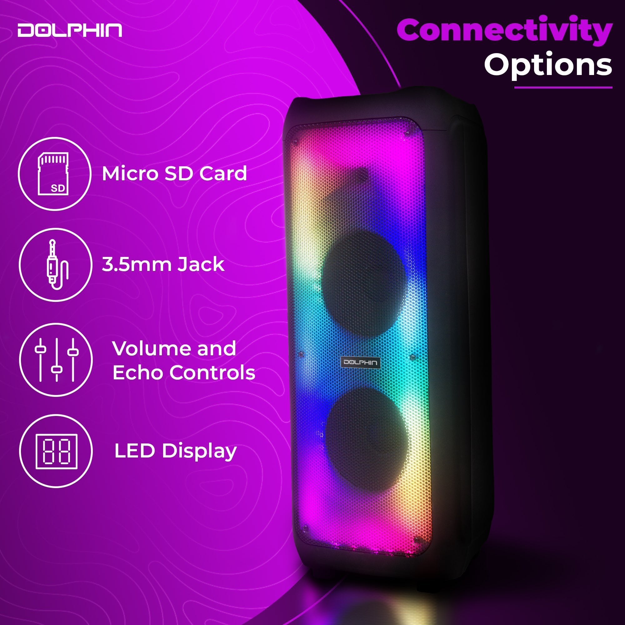 Premium Dual 10” Party Speaker – 3700W, Deep Bass, TWS, Karaoke Ready, Full Panel LED, Wireless Mic, Bluetooth &amp; Wheels - Top ElectrosSpeakersSP - 1070RBT810059431560