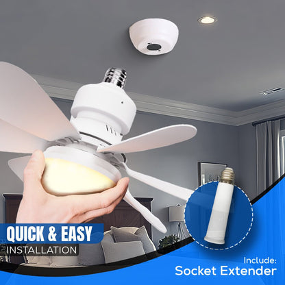 Socket Fan Light w/ Remote – 3 - Speed Fan, Color Changing Light, Ultra Quiet, Sleep Timer | E26 Base, No Wiring Needed - Top ElectrosFanFLA - 21