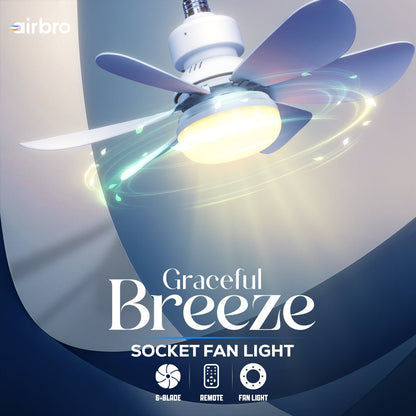 Socket Fan Light w/ Remote – 3 - Speed Fan, Color Changing Light, Ultra Quiet, Sleep Timer | E26 Base, No Wiring Needed - Top ElectrosFanFLA - 21