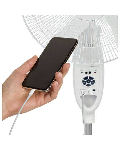 Solar Rechargeable 18” AC/DC Fan – 9 Speeds + LED Night Light - Top ElectrosFanFSA - 18