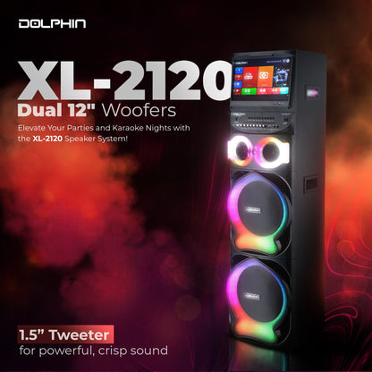 XL - 2120 Dual 12&quot; Rechargeable Karaoke Speaker with 15.4&quot; Android Tablet &amp; LED Lights - Top ElectrosKaraoke SystemXL - 2120810059431621
