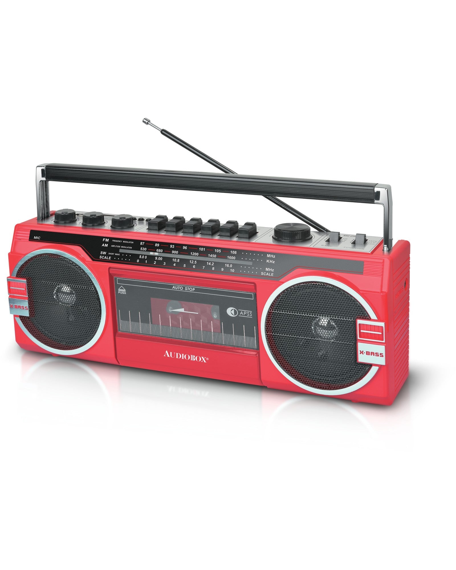 Audiobox RXC-25BT Cassette Player &amp; Recorder with AM/FM/SW Radio - Top ElectrosSpeakersRXC-25BT RED810059430488
